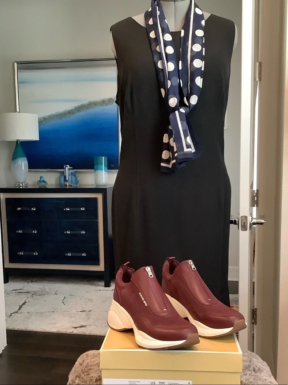 Michael Kors Women's Leather Wine color Zip-top Platform Sneakers